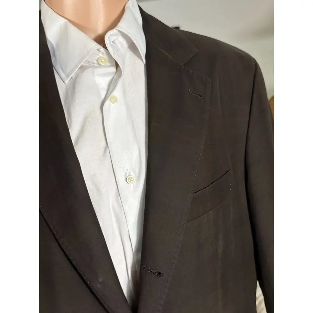 Brunello Cucinelli Brown Tartain Plaid Sportcoat 54IT 42R US Cotton Unstructured